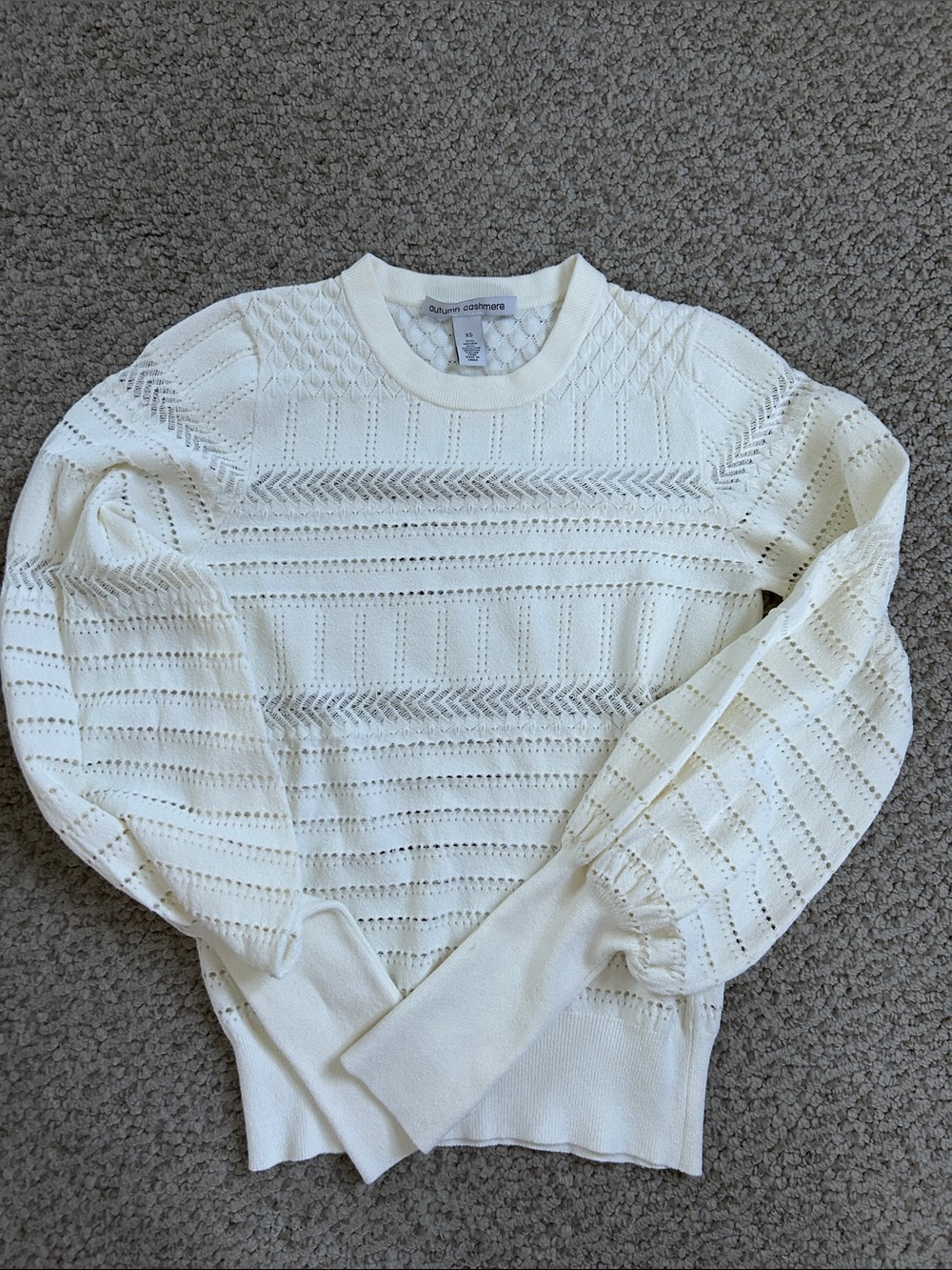 Autumn Cashmere Cream Pointelle Crewneck Sweater